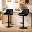 Konyhai/bárszék, Artool, forgó, bársony, fekete, 45,5x49x105 cm