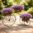 Fém tartó virágcserepekhez, Strend Pro, kerékpár modell, 3 tartó, 60x21x42 cm
