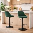Konyhai/bárszék, Artool, Kast, forgó, bársony, zöld és fekete, 45,5x49x85-105 cm