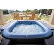Jacuzzi medence, felfújható, négyzet alakú, pumpával 1800 L/h, szűrővel, ponyva fedővel, fekete-kék, 930 L, 6 személyes, 185x185x68 cm, MSpa