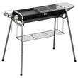 Kerti/kemping faszén grill, hordozható, téglalap alakú grill, polcos, rozsdamentes szerkezet, 96x61x72 cm