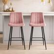 Konyhai/bárszék, Artool, Pozza, bársony, acél, rózsaszín és fekete, 43x35x104 cm