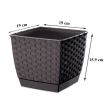 Dekoratív virágcserép, négyzet 19x19x15,9 cm, rattan utánzat, barna, Ratolla