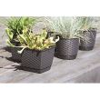 Dekoratív virágcserép, négyzet 19x19x15,9 cm, rattan utánzat, barna, Ratolla