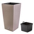 Dekoratív virágcserép, Prosperplast, Rato, rattan utánzat, négyzet, barna, 32,5x32,5x61 cm
