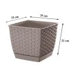 Dekoratív virágcserép, négyzet 25x25x22 cm, rattan utánzat, barna, Ratolla