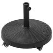 Állvány esernyőhöz 38-48 mm, kerekekkel, kerek, HDPE, rattan utánzat, fekete, 52x41 cm