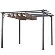 Kerti/teraszos pergola, kihúzható, alumínium keret, szürke és barna, 3x3x2,23 m