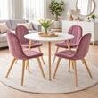 Set 4 scaune bucatarie/living, Bora, catifea, lemn, roz inchis, 44.5x54x81.5 cm (3892_1SP)