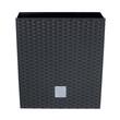 Virágcserepek, Prosperplast, Rato Low, négyzet, 32 L, rattan utánzat, antracit, 32x32x32,5 cm