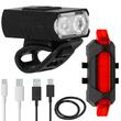 Kerékpár fék és fényszóró készlet, Springos, LED, 6/4 világítási mód, alumínium és műanyag, USB töltés, 6,5x3,5x2,5 cm