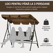 Kerti hinta, barna és fekete, 167x112x153 cm, szintetikus rattan, max 240 kg, Terranova