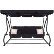 Kerti hinta, 4 ülőhely, fekete, 220x120x162 cm, ágy funkció, Linda