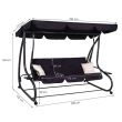 Kerti hinta, 4 ülőhely, fekete, 220x120x162 cm, ágy funkció, Linda
