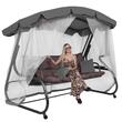 Kerti hinta, Springos, 3 férőhelyes, rovarhálóval, szürke és barna, 226x126x192 cm, ágyfunkciós, párnák, max 260 kg, Diana