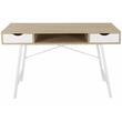 Számítógép asztal, Jumi, MDF lap, acél, 2 fiókos, fehér és natúr, 120x48x76 cm