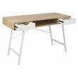 Számítógép asztal, Jumi, MDF lap, acél, 2 fiókos, fehér és natúr, 120x48x76 cm
