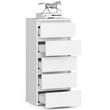 Komód, laminált lap, 5 fiókos, fehér, 40x35x92 cm