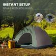 Kempingsátor, 4 személyes, vízálló, táskával, automata nyitású, zöld és barna, 210x210x135 cm