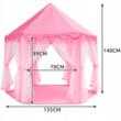 Játszósátor gyerekeknek, Kruzzel, hatszögletű, függönyös, rózsaszín, 135x140 cm