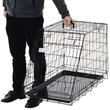 Kutyaketrec, fém, műanyag, szállító fogantyúval, összecsukható, fekete, 47x77x60 cm