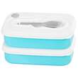 Élelmiszerdoboz/sütő, műanyag, légmentes, kék, 2 rekeszes, kanállal/villával, 1 L, 20,8x13,5x12,4 cm, MagicHome