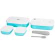 Élelmiszerdoboz/sütő, műanyag, légmentes, kék, 2 rekeszes, kanállal/villával, 1 L, 20,8x13,5x12,4 cm, MagicHome