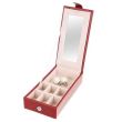 Ékszerdoboz, tükörrel, piros, 25,5x25,5x9 cm