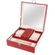 Ékszerdoboz, tükörrel, piros, 25,5x25,5x9 cm