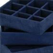 Ékszerdoboz, velúr, kék, 12x12x12 cm, Springos