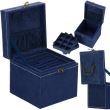 Ékszerdoboz, velúr, kék, 12x12x12 cm, Springos