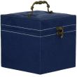 Ékszerdoboz, velúr, kék, 12x12x12 cm, Springos
