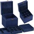 Ékszerdoboz, velúr, kék, 12x12x12 cm, Springos