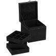 Ékszerdoboz, velúr, fekete, 12x12x12 cm, Springos