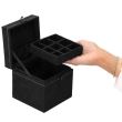 Ékszerdoboz, velúr, fekete, 12x12x12 cm, Springos
