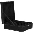 Ékszerdoboz, velúr, fekete, 26x26x9 cm, Springos