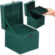 Ékszerdoboz, velúr, zöld, 12x12x12 cm, Springos