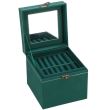 Ékszerdoboz, velúr, zöld, tükörrel, 12x12x12 cm, Springos