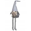 Karácsonyi dísz, szakállas törpe, szürke csíkos, 46 cm