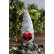 Karácsonyi dísz, szürke törpe piros szívvel, 48 cm