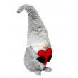 Karácsonyi dísz, szürke törpe piros szívvel, 48 cm