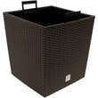 Négyzet alakú virágcserép, RATO Iow, 32x32 cm, magasság 32,5 cm, 32 L, rattan utánzat, barna, Prosperplast