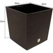 Négyzet alakú virágcserép, RATO Iow, 32x32 cm, magasság 32,5 cm, 32 L, rattan utánzat, barna, Prosperplast