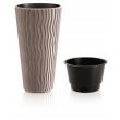 Dekoratív virágcserép, kerek, magas, barna, 39x70,8cm, Homokos