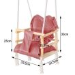 Springos Fából készült gyermek hinta, szives párnákkal- 33,4x34,5x25cm, Rózsaszin