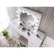 Öltöző/sminkasztal + Sámli, fehér, tükörrel és LED-ekkel, Vanessa, 130x43x143 cm