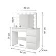 Masa de toaleta/machiaj, Irina, alba, cu oglinda si LED-uri, 94x43x141 cm (143707)