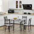 Étkező/konyhaasztal + 4 szék, MDF, fém, szürke és fekete, 107x70x75,5 cm