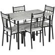 Étkező/konyhaasztal + 4 szék, MDF, fém, szürke és fekete, 107x70x75,5 cm