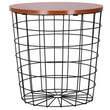 Kerek asztal tárolókosárral, MDF, fém talp, fekete-barna, 30,5/39x40 cm, Springos